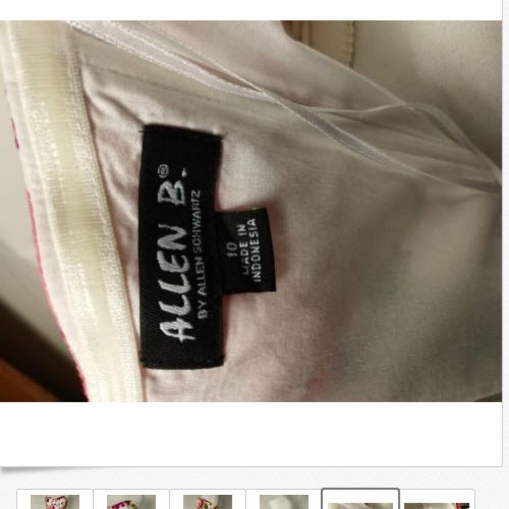 Allen B. Dress Sz 10 White Floral Micro A Line - Picture 5 of 6